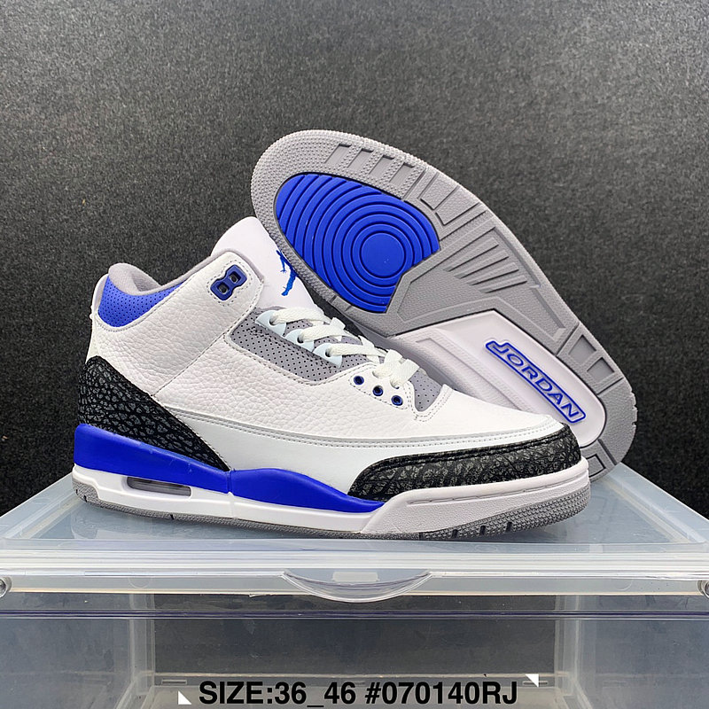 New Air Jordan 3 White Blue Black Shoes